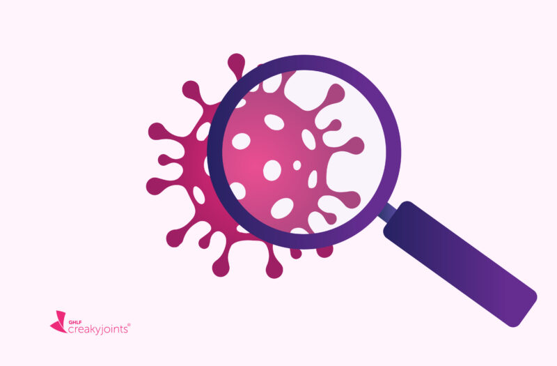 illustration of COVID virus with magnify glass