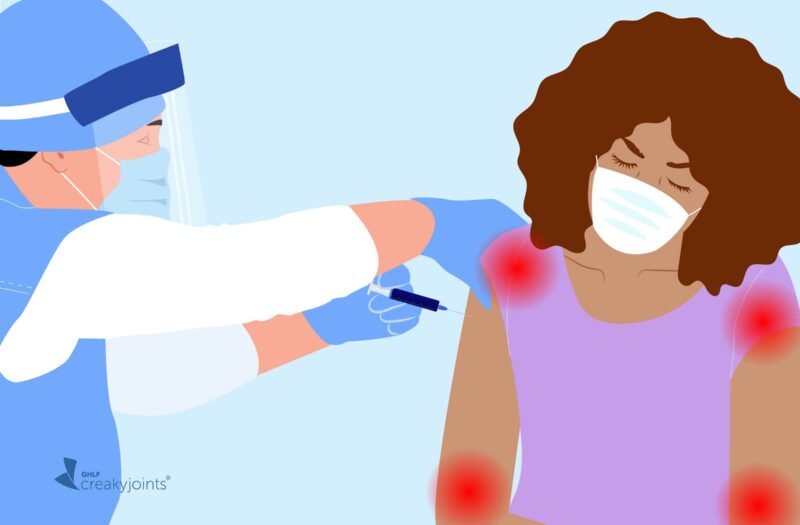 Ilustration of doctor giving patient vaccine
