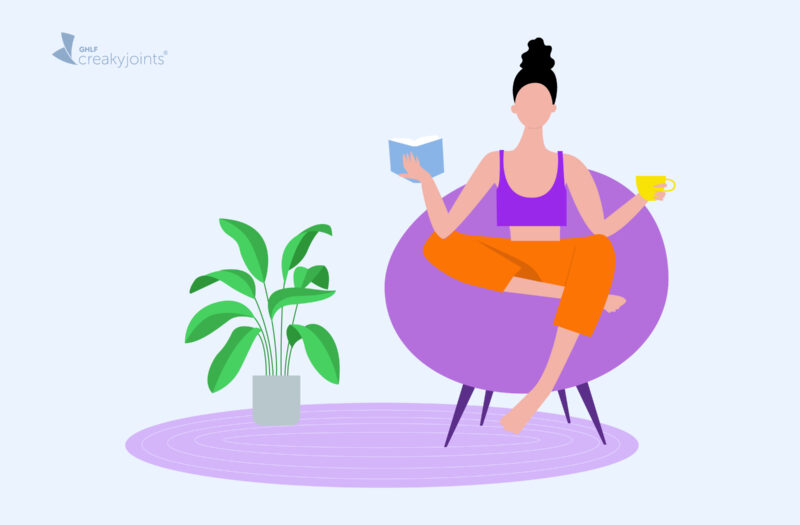 Illustration of woman practicing self care