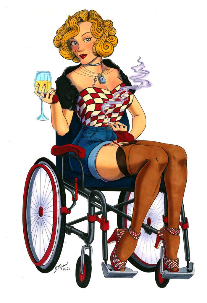 illustration of pin-up art style portrayal of Magdalena Truchan by artist friend Delilah Blue Flynn
